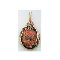 Orange Green Dichroic Glass Bronze Wire Wrap Pe...
