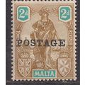 Malta 1926 KGV 2d Brown & Blue Ovpt Postage MM ...