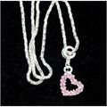 Love Heart Lilac Crystal Gem Silver Plated Pend...