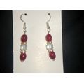 Slim elegant red claret & etched clear glass wi...