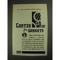 1937 Goetze Gaskets Ad - NICE!