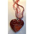 Retro Red Heart Necklace with Crystals- NEW- 9"...