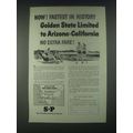 1946 Southern Pacific Railroad Ad - Golden State Limited to Arizona-California