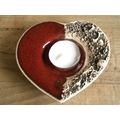 Heart Shaped Croatian Pottery & Glass Tea Light...