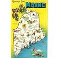 United States MAINE Map Postcard (Dexter S24838-B)