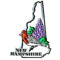 New Hampshire State Outline with Purple Finch a...