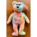 Peace (Tie Dyed) Bear 9" TY Beanie Baby Stuffed...