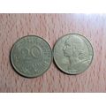 France Republic 1969 20 Centimes Coin