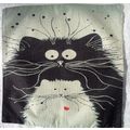 Cat Pillow Cover 17 x 17 2 Cat Love Black White...