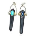 Genuine Stone Black Faceted Point Pendant with ...