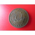 1957 QUEEN ELIZABETH II HALFPENNY - COIN - 2 FR...