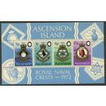 Ascension 1972 Naval Crests Miniature Sheet Unm...