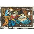 ZAMBIA, CHRISTMAS, stable scene, brown 1972, 9n