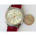 BOLD FACED EMBASSY JEWEL BEZEL QUARTZ WATCH RED...