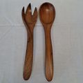 Wood SALAD SPOON & FORK Set Wooden Utensils Ton...