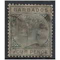 Barbados 1882 SG97 4d Grey Wmk Crown CA Good/Fi...
