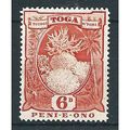 Tonga 1897 SG47 6d Red Mint No Gum . ..