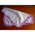 Vintage Hand Crochet Violet Edged White Handker...