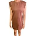PADDED SHOULDER T-SHIRT MINI DRESS (Medium, Black)