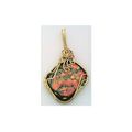 Orange Green Dichroic Glass Brass Wire Wrap Pen...