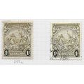 BARBADOS 1938 KG6 1/- OLIVE GREEN / BROWN SHADE...