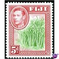 Fiji KGVI 1940 5d Yellow Green & Scarlet Mounte...