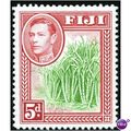 Fiji KGVI 1940 5d Yellow Green & Scarlet Mounted Mint MM SG 259 Sc 124