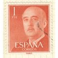 Spain 1955 - 1p dark orange - General Franco po...