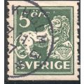 Sweden 1920 - SG96Bb - 5 ore green - Lion - used