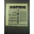 1959 Norma Ammunition Ad - 60 Years Ballistic Progress