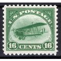 US C2 MNH XF 16c green Curtiss Jenny Airmail Za...
