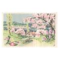 FRENCH used antique postcard TREES OF BLOSSOM n...