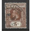 MALAYSIA ST SETTLEMENTS 1932 5c BROWN SG 226 FI...