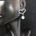 Earrings Heart Shaped CZ with Crystal Dangle #4...