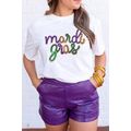 White Sequin mardi gras Graphic Plus Size T Shirt