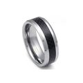 8MM Men's Polished Black Carbon Fiber Center Tu...