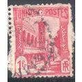 Tunisia 1934 - 1fr red - Mosque Place, Halfaoui...
