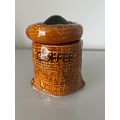 JAPANESE CERAMIC COFFEE JAR - BROWN HESSIAN SAC...