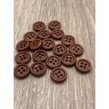 13mm Brown Wooden Buttons Sewing Knitting Cardi...