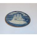 Genuine Incolay Belt Buckle Carved Stone Nautic...