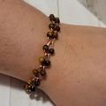 Handmade Copper Horse Shoe Link Tigers Eye Brac...