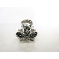 Small mini silver metal gray crystal flower cro...