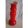 Vintage Hooped Vase Cased Red & White Glass Tri...