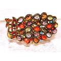 Retro Art Crystal Gem Peacock Bronze Bracelet B...