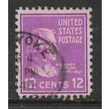 USA 1938 PRESIDENTIAL SERIES 12c MAUVE ZACHARY ...