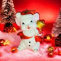 White Red 3" Mouse Figurine Holding a Goldtone ...
