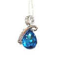 Silver Aquamarine Turquoise Blue Rhinestone Dia...