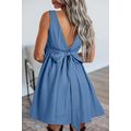 Myosotis Square Neck Pleated Waist V Cut Backle...