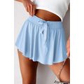 Sky Blue Drawstring High Waist Lined Tennis Skorts