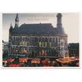 German postcard - Aachen Christmas market stalls and shops